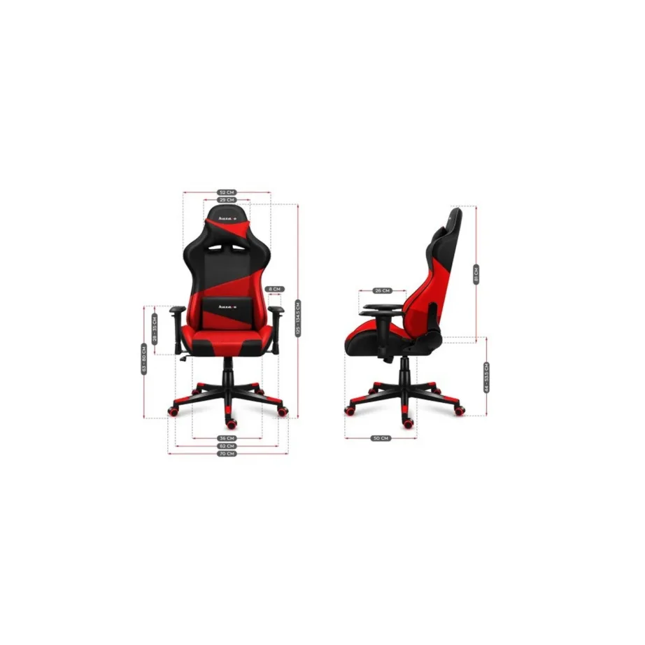 Huzaro Hz-Force 6.2 130 kg must-punane ergonoomiline kangast PC mänguritool kaela- ja nimmetoe, reguleeritavate käetugede ning kallutatava seljatoega – 4