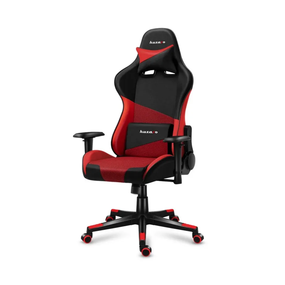 Huzaro Hz-Force 6.2 130 kg must-punane ergonoomiline kangast PC mänguritool kaela- ja nimmetoe, reguleeritavate käetugede ning kallutatava seljatoega – 6