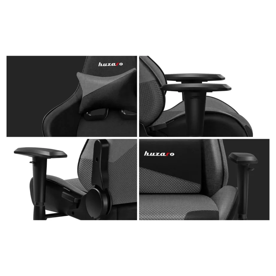 Huzaro Hz-Force 6.2 130 kg reguleeritav hall/must kangast ergonoomiline gaming tool, metallraam, kaela- ja nimmetoega – 5