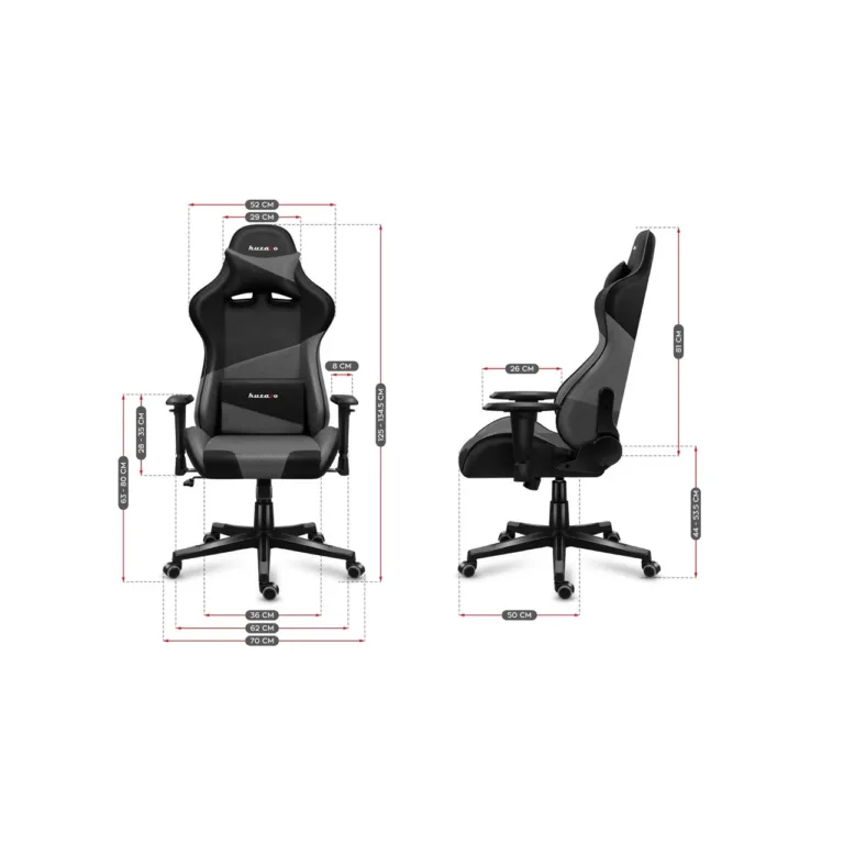Huzaro Hz-Force 6.2 130 kg reguleeritav hall/must kangast ergonoomiline gaming tool, metallraam, kaela- ja nimmetoega