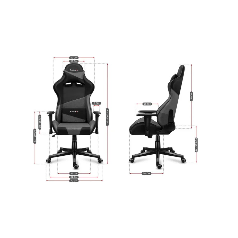 Huzaro Hz-Force 6.2 130 kg reguleeritav hall/must kangast ergonoomiline gaming tool, metallraam, kaela- ja nimmetoega – 6