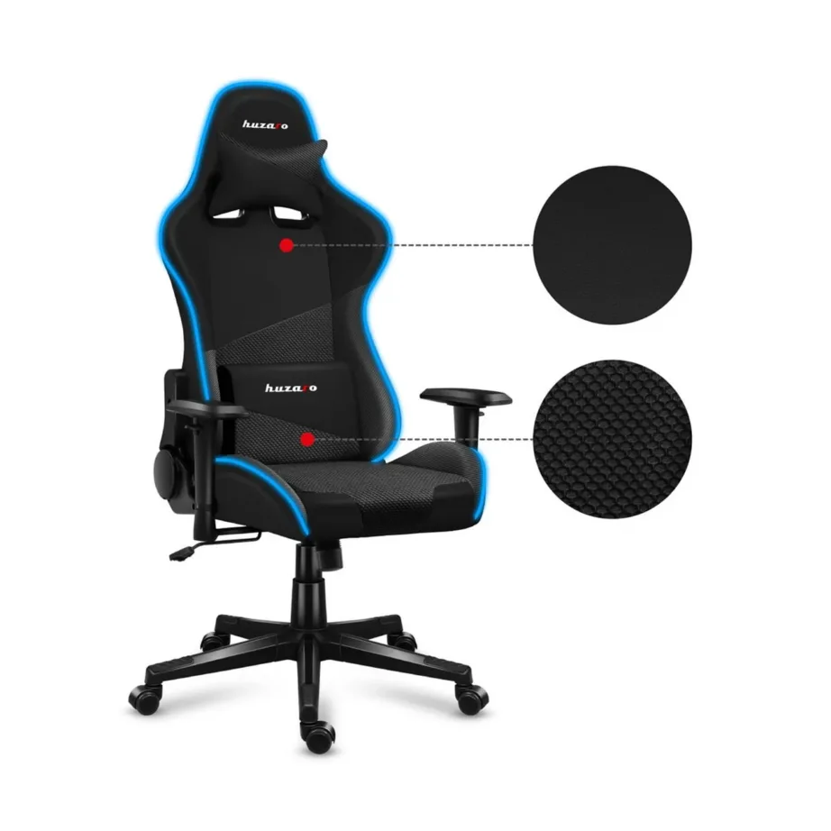 Huzaro Hz-Force 6.2 Black RGB 70x50x134,5 cm ergonoomiline kangast mänguritool RGB valgustuse ja peatoega, 130 kg – 14