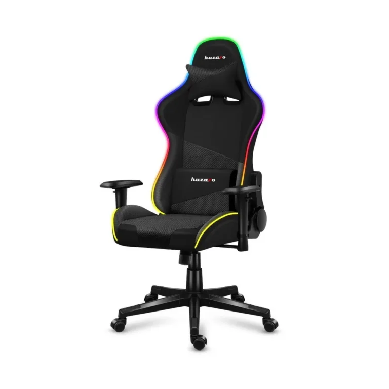 Huzaro Hz-Force 6.2 Black RGB 70x50x134,5 cm ergonoomiline kangast mänguritool RGB valgustuse ja peatoega, 130 kg