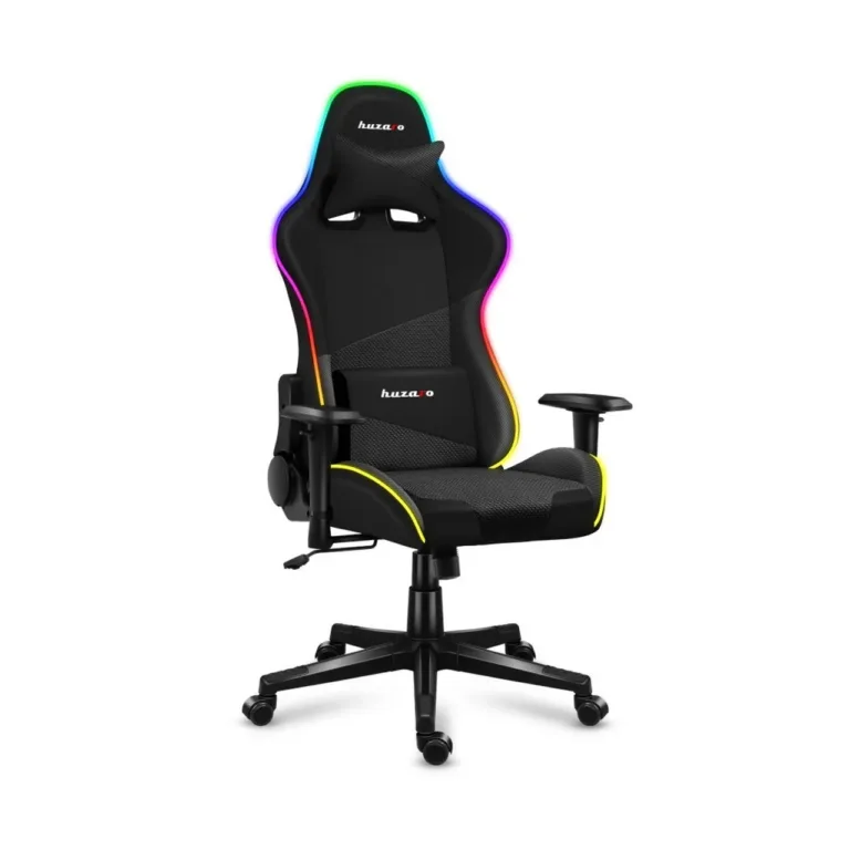 Huzaro Hz-Force 6.2 Black RGB 70x50x134,5 cm ergonoomiline kangast mänguritool RGB valgustuse ja peatoega, 130 kg