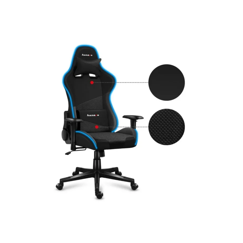 Huzaro Hz-Force 6.2 Black RGB 70x50x134,5 cm ergonoomiline kangast mänguritool RGB valgustuse ja peatoega, 130 kg – 21