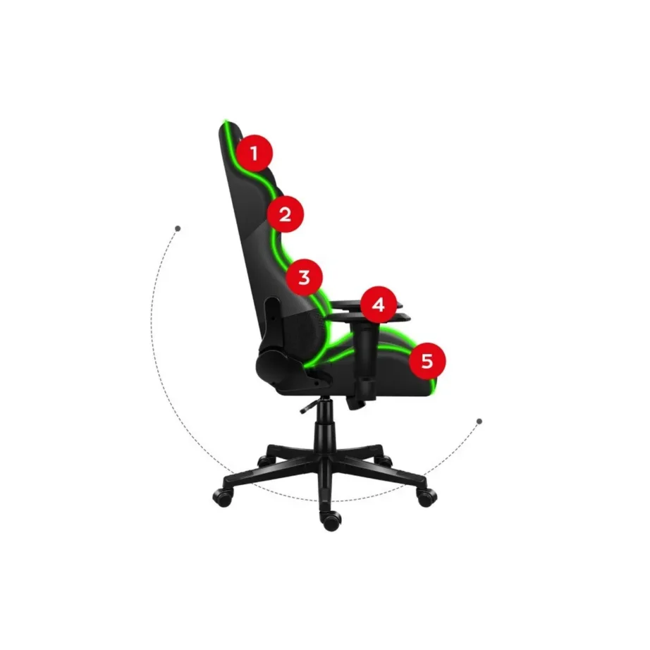 Huzaro Hz-Force 6.2 Black RGB 70x50x134,5 cm ergonoomiline kangast mänguritool RGB valgustuse ja peatoega, 130 kg – 22
