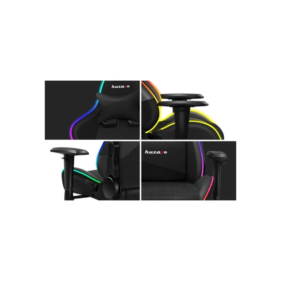 Huzaro Hz-Force 6.2 Black RGB 70x50x134,5 cm ergonoomiline kangast mänguritool RGB valgustuse ja peatoega, 130 kg – 4
