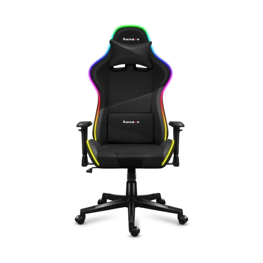 Huzaro Hz-Force 6.2 Black RGB 70x50x134,5 cm ergonoomiline kangast mänguritool RGB valgustuse ja peatoega, 130 kg – 6