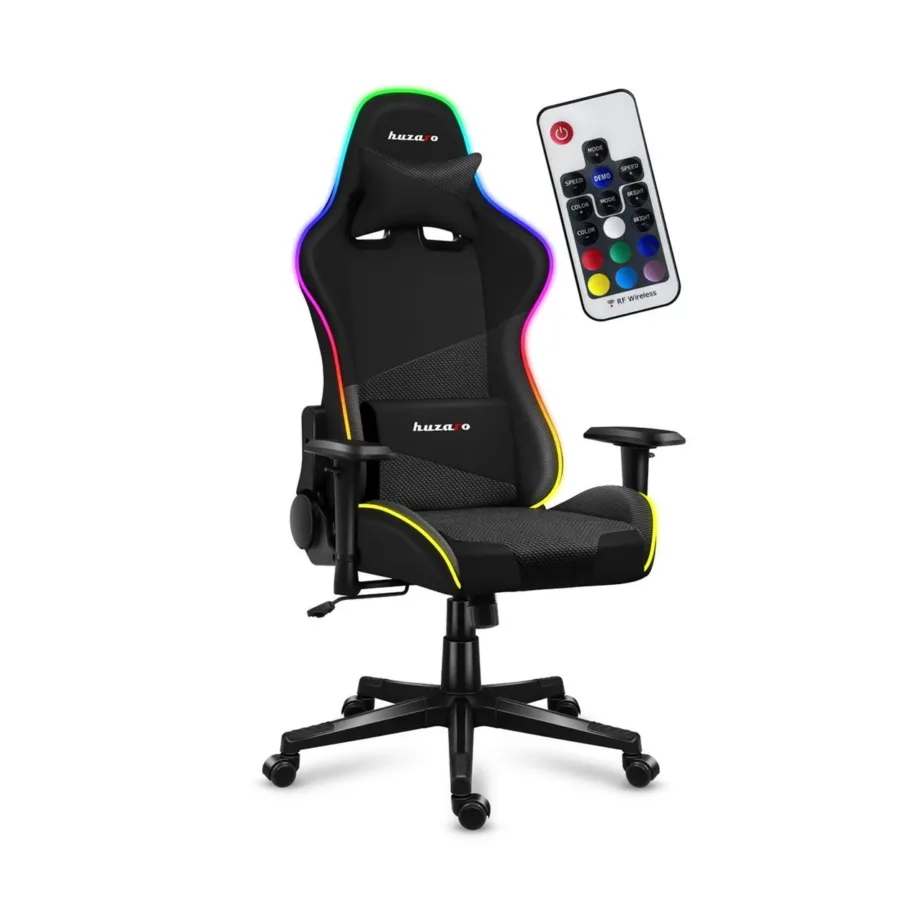 Huzaro Hz-Force 6.2 Black RGB 70x50x134,5 cm ergonoomiline kangast mänguritool RGB valgustuse ja peatoega, 130 kg – 7