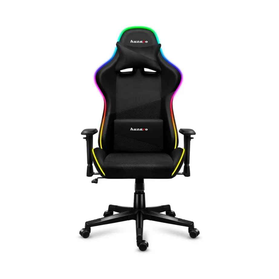 Huzaro HZ-Force 6.2 Mesh RGB 70 cm laiune must ergonoomiline mänguritool, reguleeritava kõrgusega (44–53,5 cm), hingav võrkkangas, USB RGB valgustus, terasraam, max 130 kg – 4