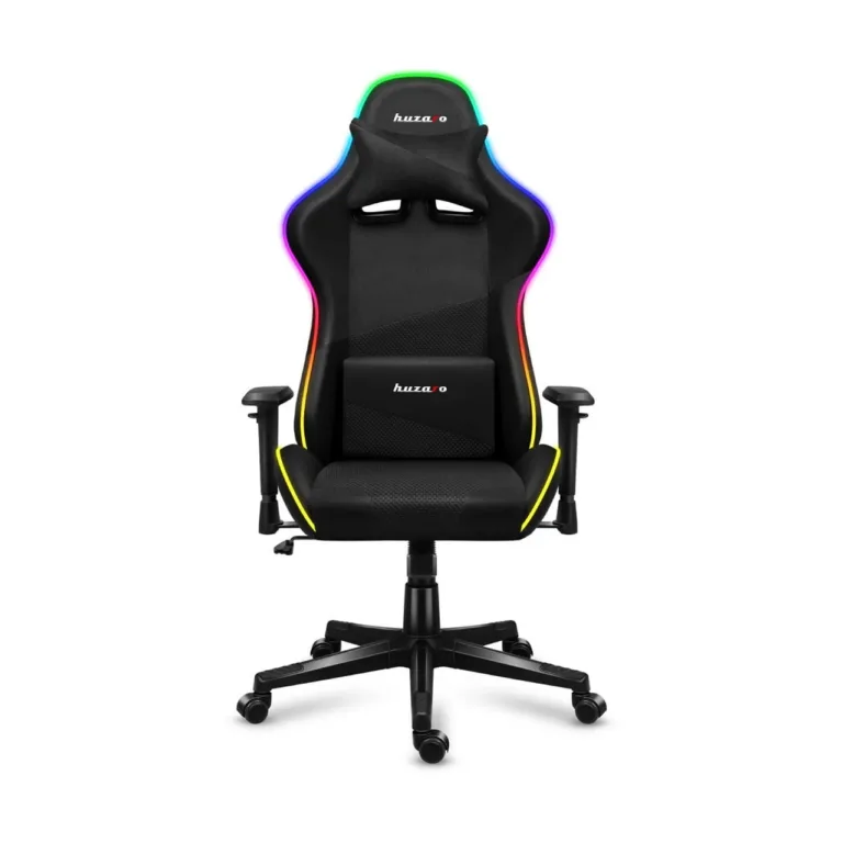 Huzaro HZ-Force 6.2 Mesh RGB 70 cm laiune must ergonoomiline mänguritool, reguleeritava kõrgusega (44–53,5 cm), hingav võrkkangas, USB RGB valgustus, terasraam, max 130 kg