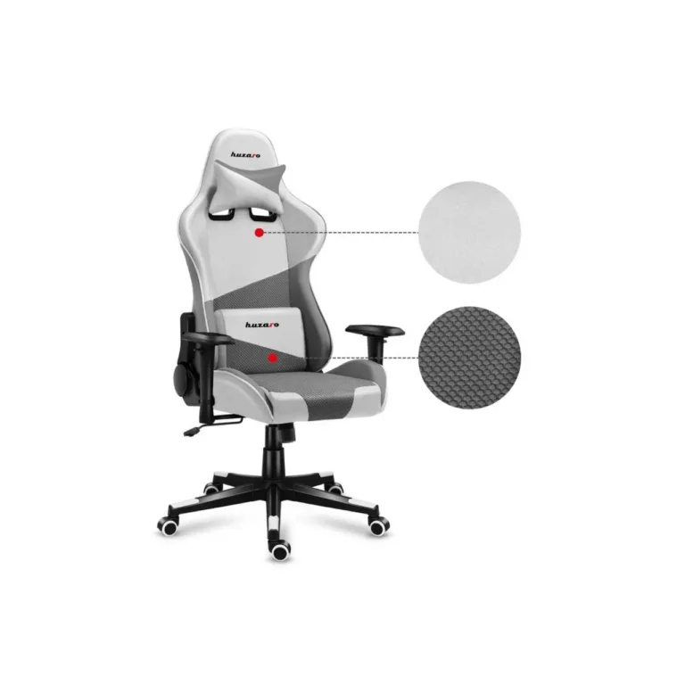 Huzaro Hz-Force 6.2 White Mesh 70x50 cm mänguritool, ergonoomiline, tekstiilist istme ja seljatoega, reguleeritav seljatugi (90–180°), kuni 130 kg