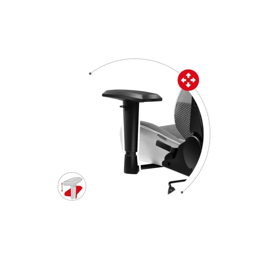 Huzaro Hz-Force 6.2 White Mesh 70×50 cm mänguritool, ergonoomiline, tekstiilist istme ja seljatoega, reguleeritav seljatugi (90–180°), kuni 130 kg – 12