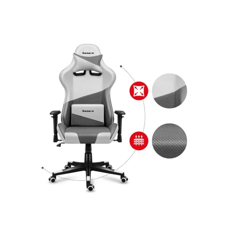 Huzaro Hz-Force 6.2 White Mesh 70x50 cm mänguritool, ergonoomiline, tekstiilist istme ja seljatoega, reguleeritav seljatugi (90–180°), kuni 130 kg
