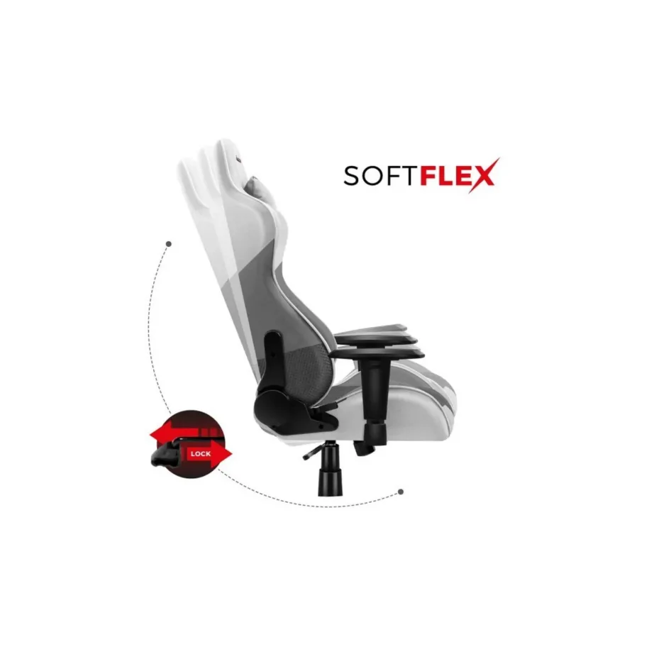 Huzaro Hz-Force 6.2 White Mesh 70×50 cm mänguritool, ergonoomiline, tekstiilist istme ja seljatoega, reguleeritav seljatugi (90–180°), kuni 130 kg – 5