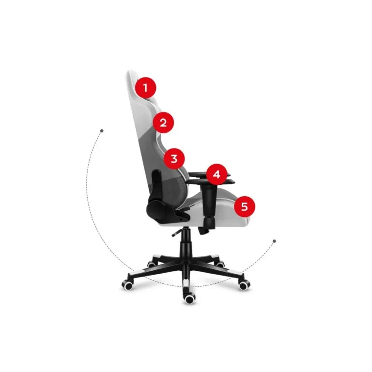 Huzaro Hz-Force 6.2 White Mesh 70x50 cm mänguritool, ergonoomiline, tekstiilist istme ja seljatoega, reguleeritav seljatugi (90–180°), kuni 130 kg