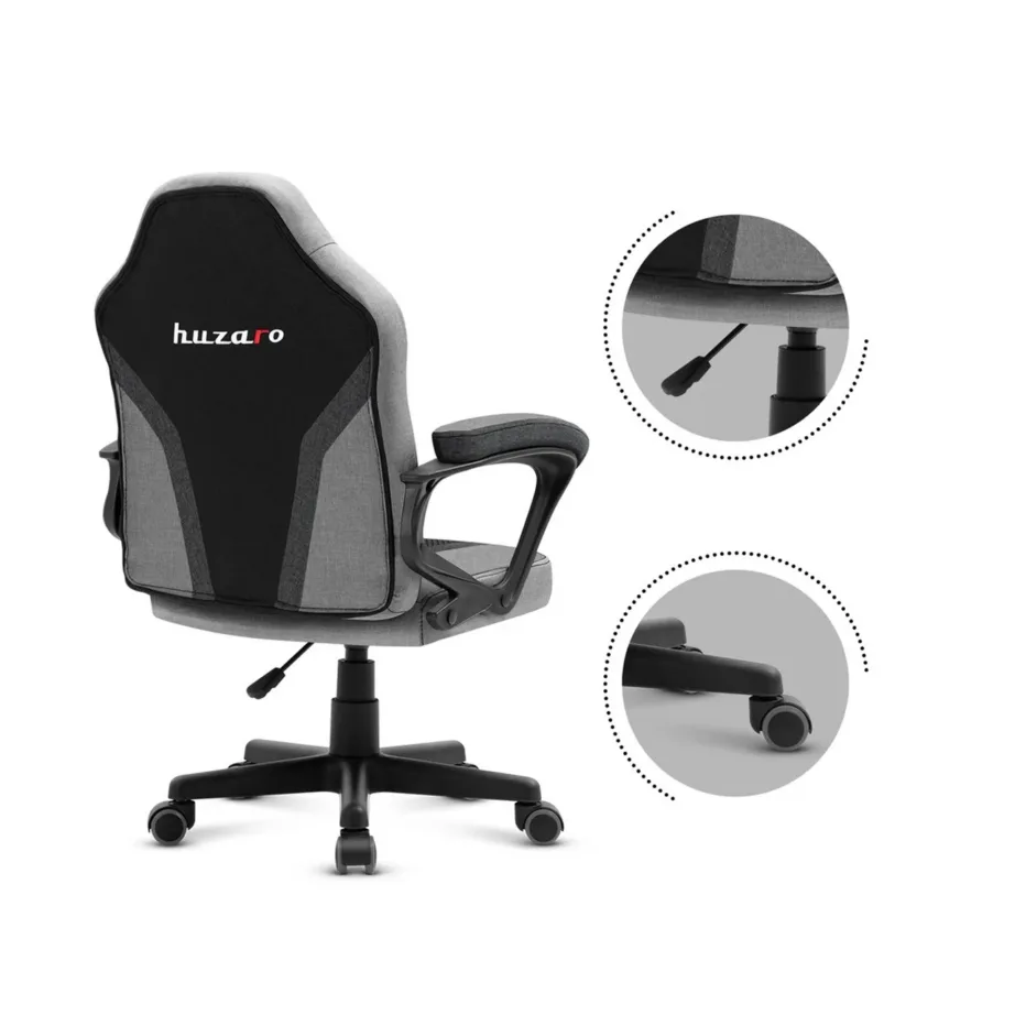 Huzaro HZ-Ranger 1.0 54 cm must/hall laste mänguritool, pehme ja hingava kangaga, terasraamil, sobib kuni 150 cm ja 130 kg kasutajale – 2