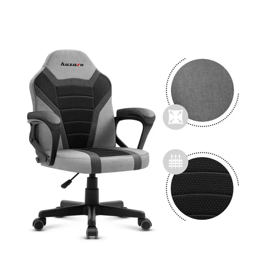 Huzaro HZ-Ranger 1.0 54 cm must/hall laste mänguritool, pehme ja hingava kangaga, terasraamil, sobib kuni 150 cm ja 130 kg kasutajale – 3