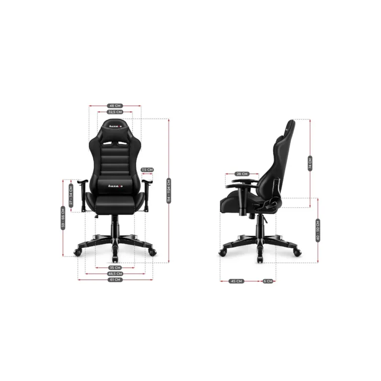 Huzaro HZ-Ranger 6.0 Black 61 cm laiune laste mänguritool, terasraam, kangas, 2D reguleeritavad käetoed, kuni 130 kg, must