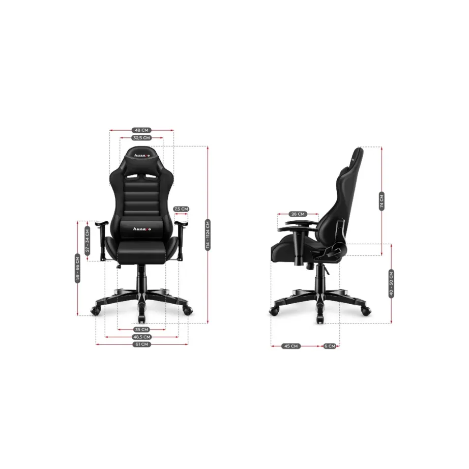 Huzaro HZ-Ranger 6.0 Black 61 cm laiune laste mänguritool, terasraam, kangas, 2D reguleeritavad käetoed, kuni 130 kg, must – 11