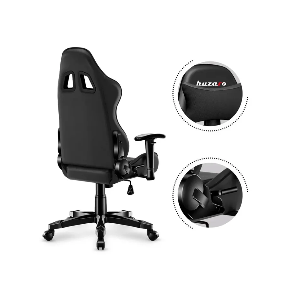 Huzaro HZ-Ranger 6.0 Black 61 cm laiune laste mänguritool, terasraam, kangas, 2D reguleeritavad käetoed, kuni 130 kg, must – 12