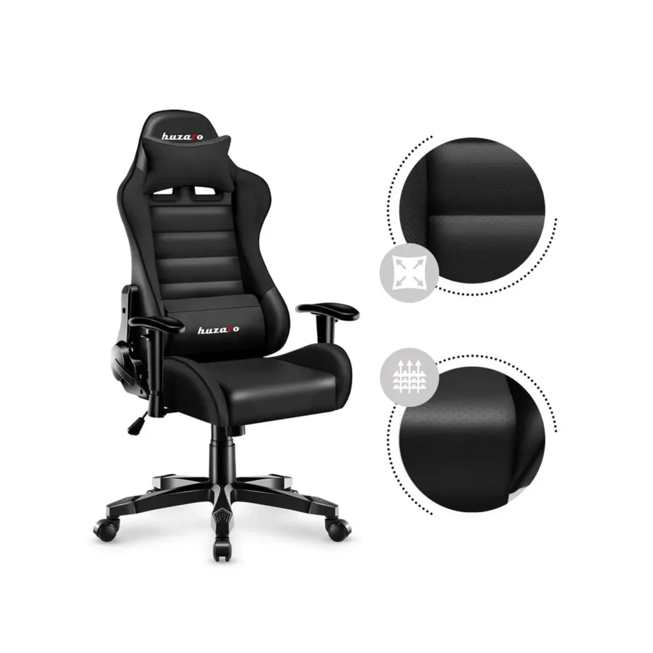 Huzaro HZ-Ranger 6.0 Black 61 cm laiune laste mänguritool, terasraam, kangas, 2D reguleeritavad käetoed, kuni 130 kg, must – 4