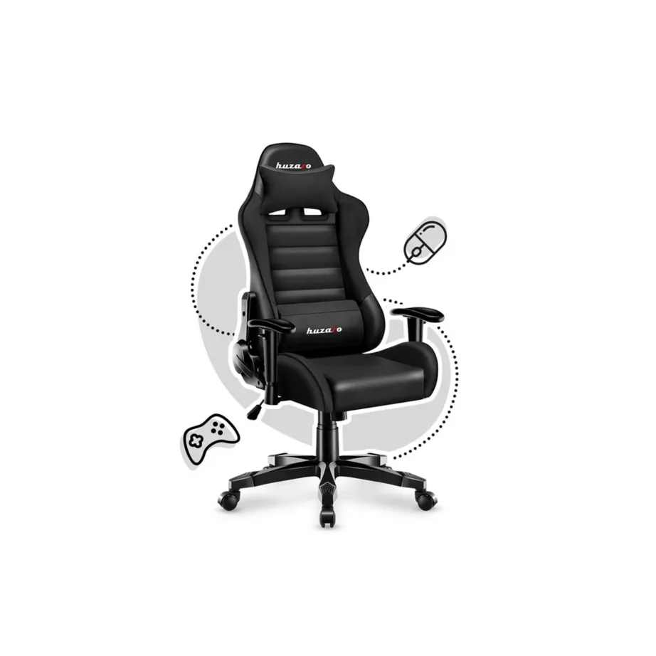 Huzaro HZ-Ranger 6.0 Black 61 cm laiune laste mänguritool, terasraam, kangas, 2D reguleeritavad käetoed, kuni 130 kg, must – 10