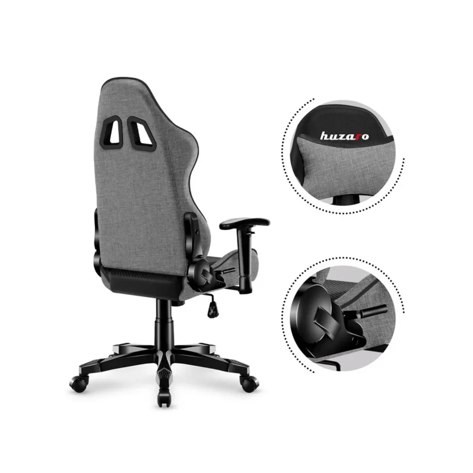 Huzaro HZ-Ranger 6.0 hall/must laste arvutitool, 61x50x73,5 cm, 2D käetoed ja hingav kangas, max 130 kg – 12