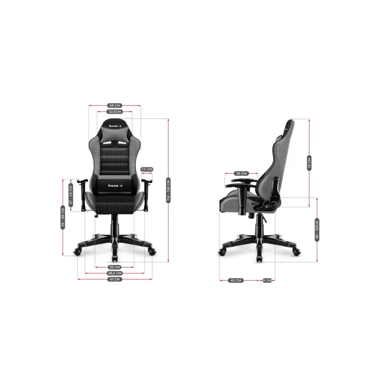 Huzaro HZ-Ranger 6.0 hall/must laste arvutitool, 61x50x73,5 cm, 2D käetoed ja hingav kangas, max 130 kg