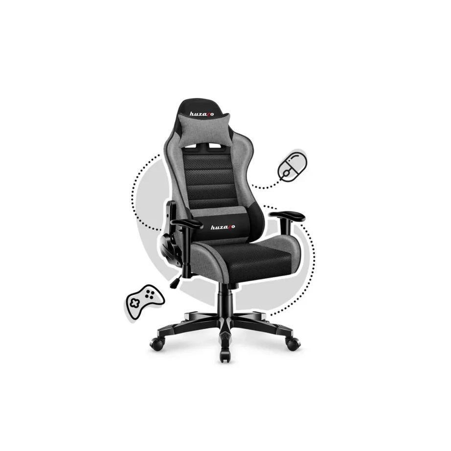 Huzaro HZ-Ranger 6.0 hall/must laste arvutitool, 61x50x73,5 cm, 2D käetoed ja hingav kangas, max 130 kg – 5