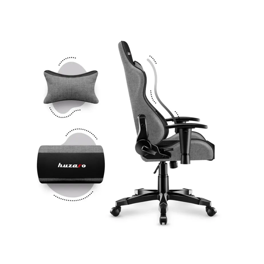 Huzaro HZ-Ranger 6.0 hall/must laste arvutitool, 61x50x73,5 cm, 2D käetoed ja hingav kangas, max 130 kg – 8