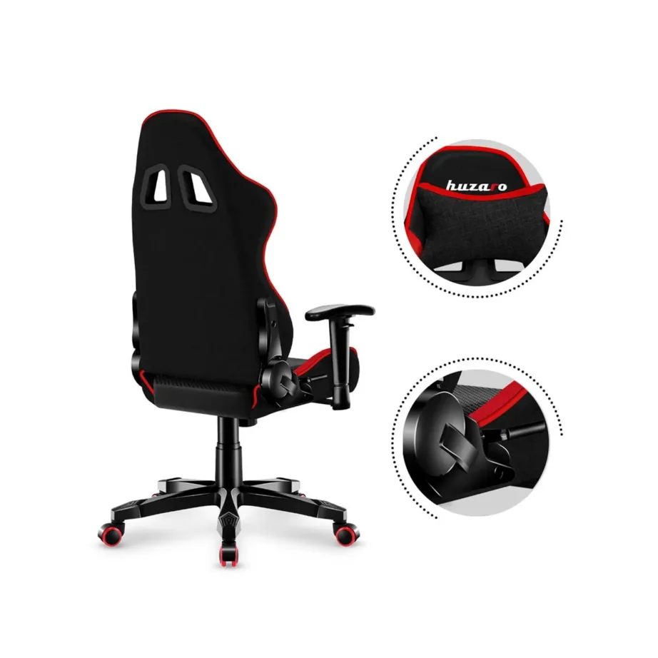 Huzaro HZ-Ranger 6.0 must/punane kangast 2D käetugedega laste gaming-tool, terasraam, reguleeritav seljatugi 90–180°, max 160 cm/130 kg – 7