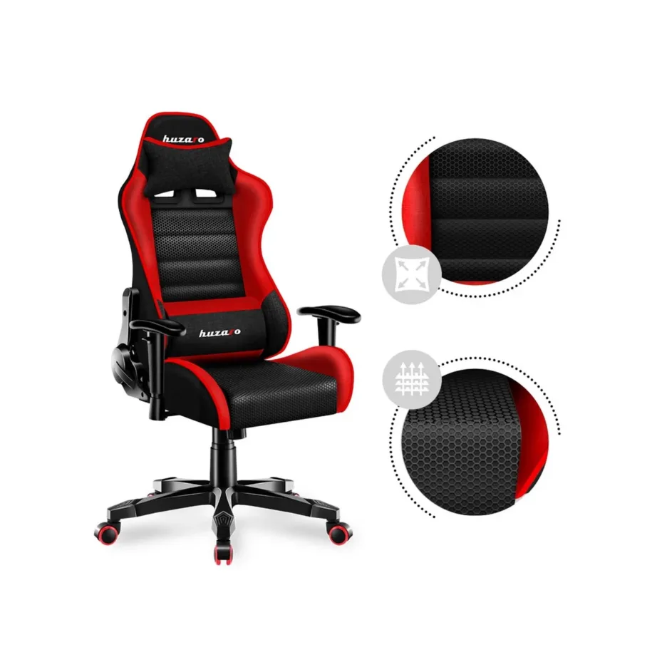Huzaro HZ-Ranger 6.0 must/punane kangast 2D käetugedega laste gaming-tool, terasraam, reguleeritav seljatugi 90–180°, max 160 cm/130 kg – 8