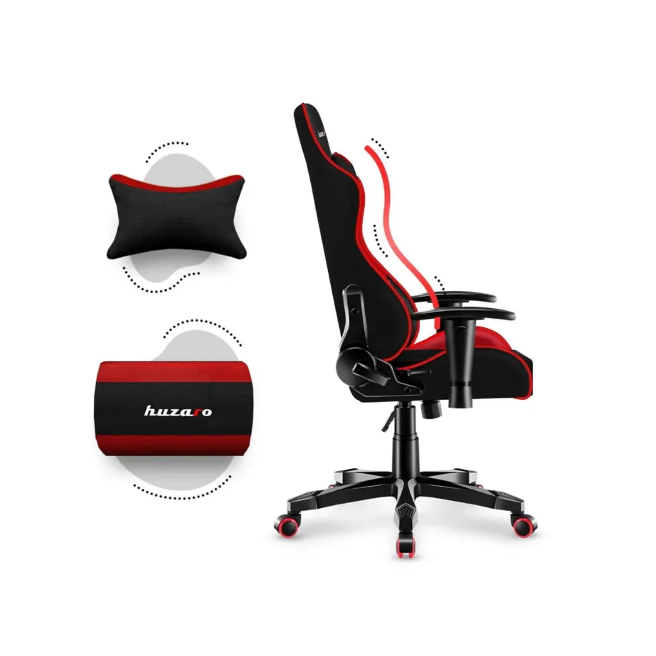 Huzaro HZ-Ranger 6.0 must/punane kangast 2D käetugedega laste gaming-tool, terasraam, reguleeritav seljatugi 90–180°, max 160 cm/130 kg – 10