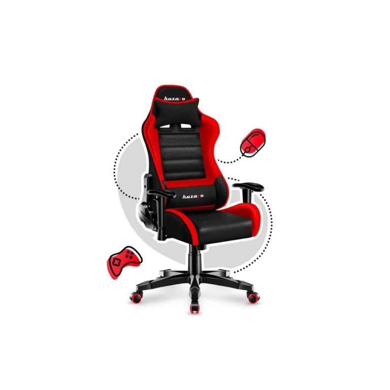 Huzaro HZ-Ranger 6.0 must/punane kangast 2D käetugedega laste gaming-tool, terasraam, reguleeritav seljatugi 90–180°, max 160 cm/130 kg