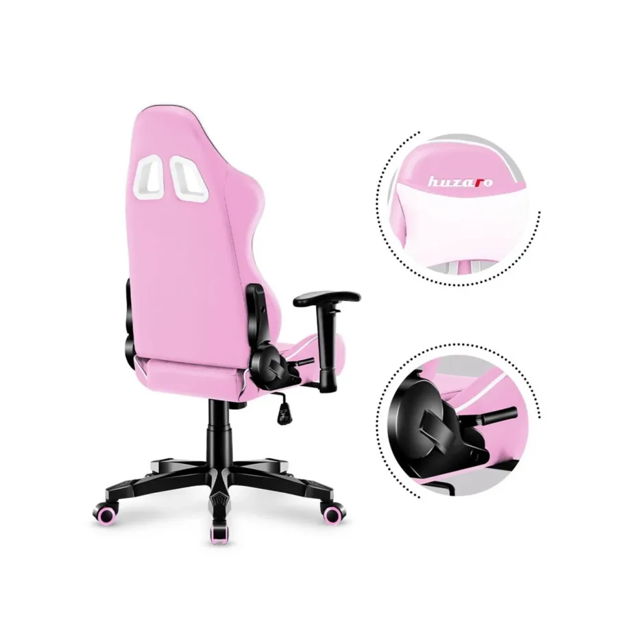 Huzaro HZ-Ranger 6.0 Pink valge laste mänguritool, kangast iste, 2D käetoed, terasraam, max 160 cm/130 kg – 4