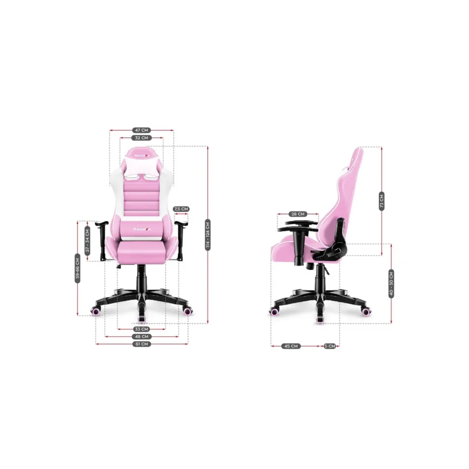 Huzaro HZ-Ranger 6.0 Pink valge laste mänguritool, kangast iste, 2D käetoed, terasraam, max 160 cm/130 kg – 7