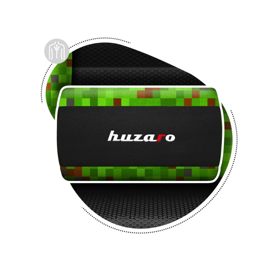 Huzaro HZ-Ranger 6.0 Pixel Mesh 61x50x109–119 cm laste must/roheline ergonoomiline kangast mänguritool, terasraamiga, 2D käetugede ja kallutuslukuga, maksimaalne kasutaja 160 cm/130 kg – 2