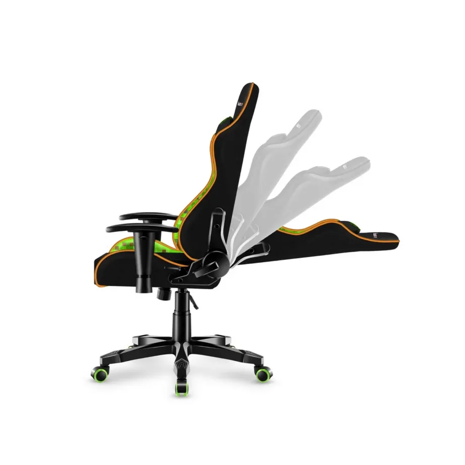 Huzaro HZ-Ranger 6.0 Pixel Mesh 61x50x109–119 cm laste must/roheline ergonoomiline kangast mänguritool, terasraamiga, 2D käetugede ja kallutuslukuga, maksimaalne kasutaja 160 cm/130 kg – 6