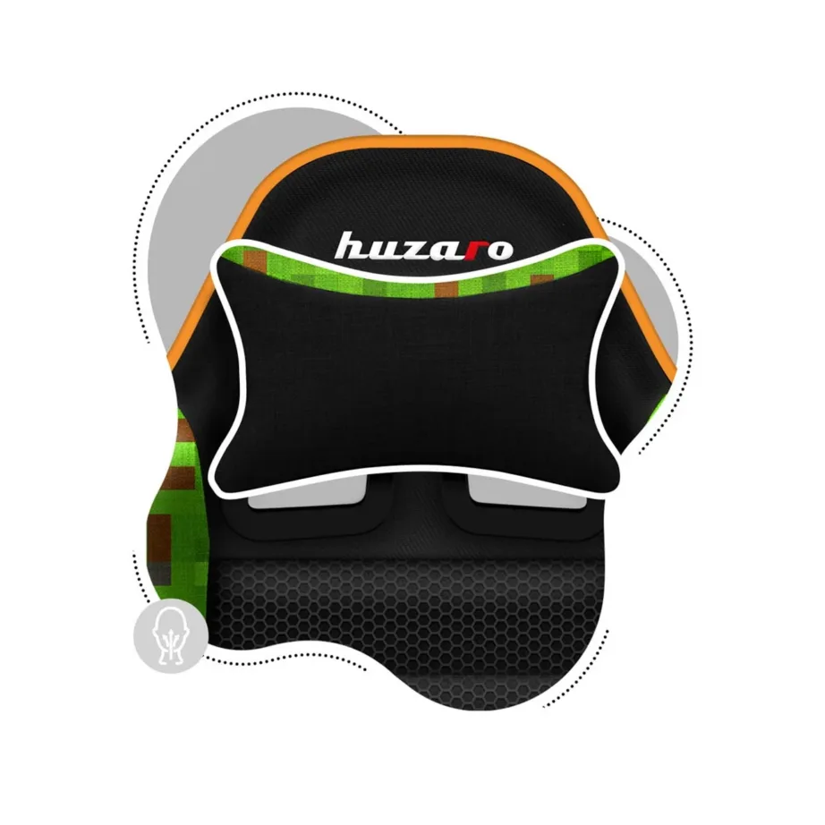 Huzaro HZ-Ranger 6.0 Pixel Mesh 61x50x109–119 cm laste must/roheline ergonoomiline kangast mänguritool, terasraamiga, 2D käetugede ja kallutuslukuga, maksimaalne kasutaja 160 cm/130 kg – 8