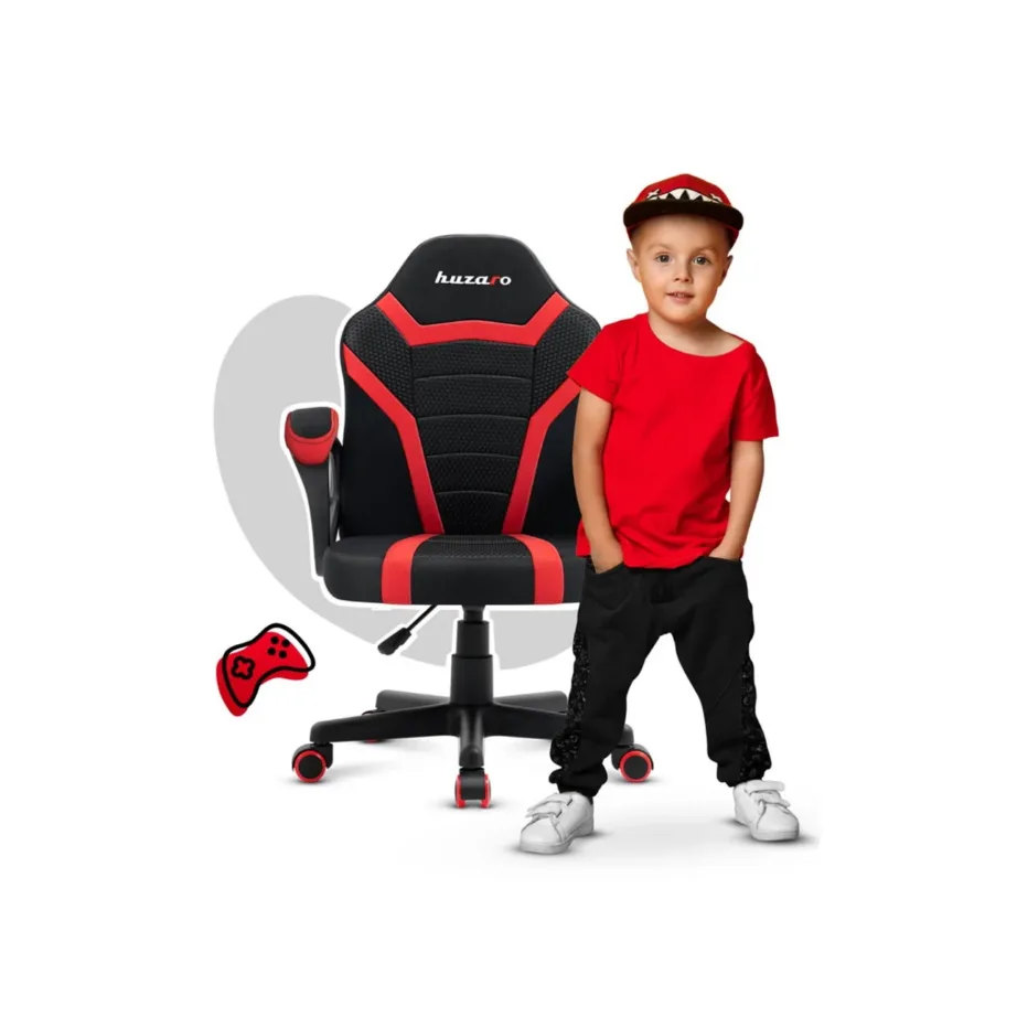 Huzaro Ranger 1.0 54 cm lastemõõdus punane-must mänguritool hingava kangaga, max 150 cm/130 kg, terasraam – 2