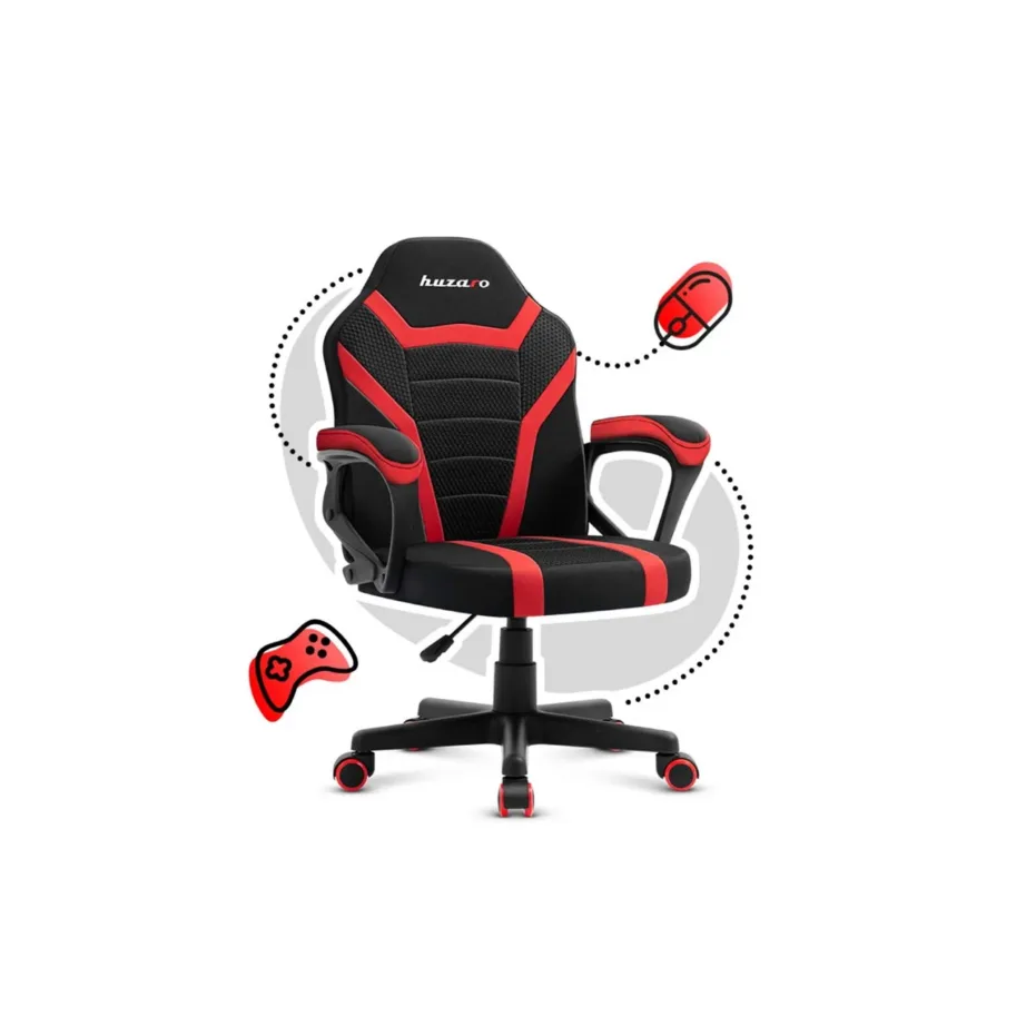 Huzaro Ranger 1.0 54 cm lastemõõdus punane-must mänguritool hingava kangaga, max 150 cm/130 kg, terasraam – 3