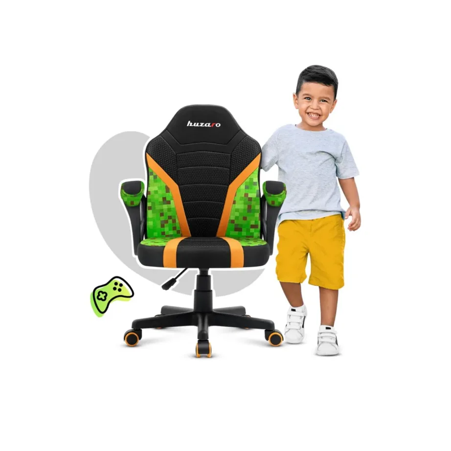 Huzaro Ranger 1.0 Pixel Mesh 54 cm must/oranž/roheline laste mänguritool, kangast ja hingava polsterdusega, terasraam, max 150 cm / 130 kg – 2