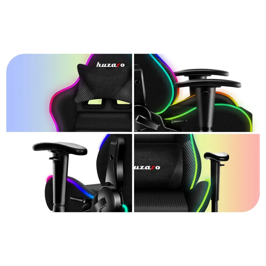 Huzaro Ranger 6.0 RGB Mesh 61 cm laste mänguritool, reguleeritav, hingav võrk, RGB valgustus, maks. 160 cm/130 kg – 5