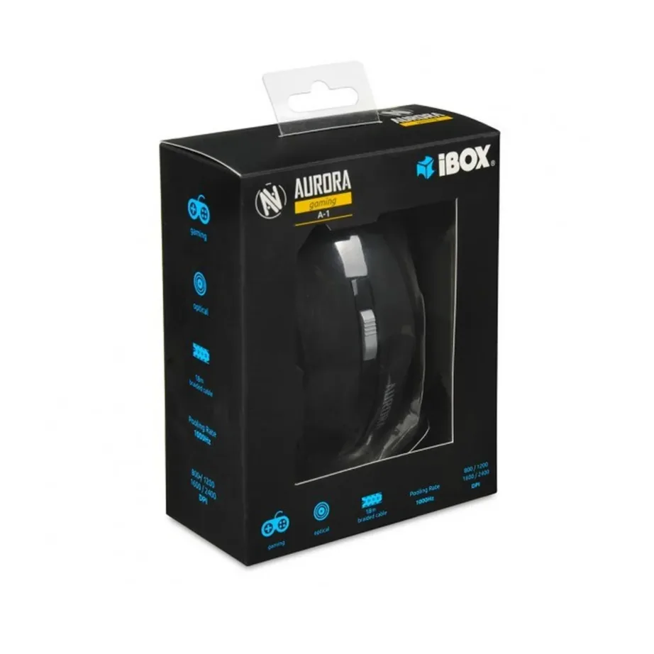 iBOX Aurora A-1 IMOGS9031 2400 DPI must LED-taustvalgustusega 1,8 m USB optiline hiir paremakäelistele, 6 nupuga PC jaoks – 4