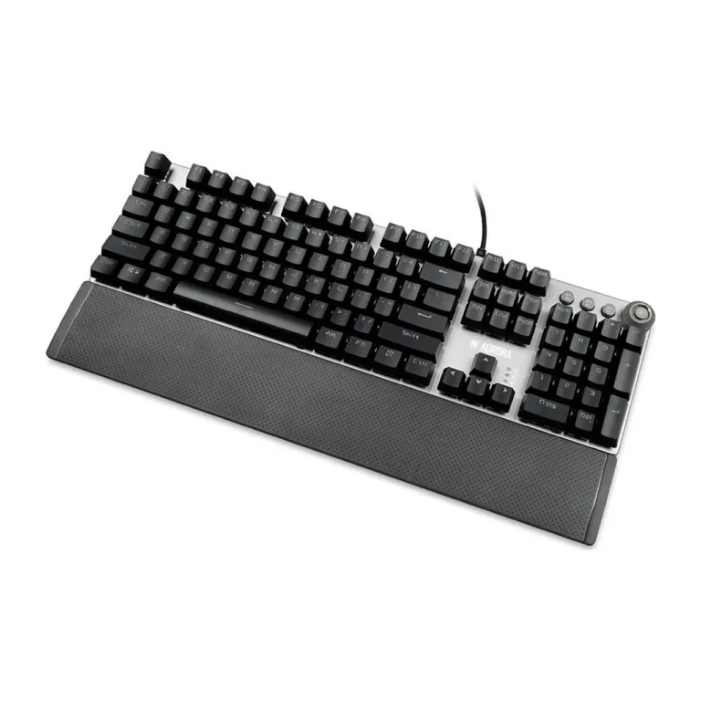 iBOX Aurora K-3 IKGMK3 hõbedane juhtmega mehaaniline QWERTY 108-klahviline klaviatuur, RGB-taustvalgustus, randmetugi, USB, Windowsile