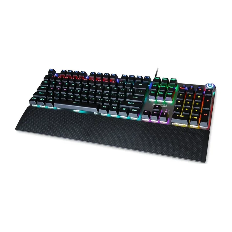 iBOX Aurora K-3 IKGMK3 hõbedane juhtmega mehaaniline QWERTY 108-klahviline klaviatuur, RGB-taustvalgustus, randmetugi, USB, Windowsile
