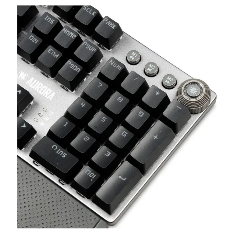 iBOX Aurora K-3 IKGMK3 hõbedane juhtmega mehaaniline QWERTY 108-klahviline klaviatuur, RGB-taustvalgustus, randmetugi, USB, Windowsile