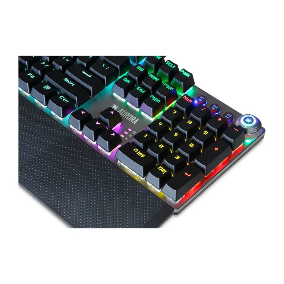 iBOX Aurora K-3 IKGMK3 hõbedane juhtmega mehaaniline QWERTY 108-klahviline klaviatuur, RGB-taustvalgustus, randmetugi, USB, Windowsile – 5