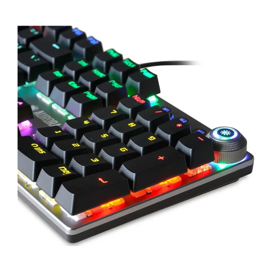 iBOX Aurora K-3 IKGMK3 hõbedane juhtmega mehaaniline QWERTY 108-klahviline klaviatuur, RGB-taustvalgustus, randmetugi, USB, Windowsile – 8